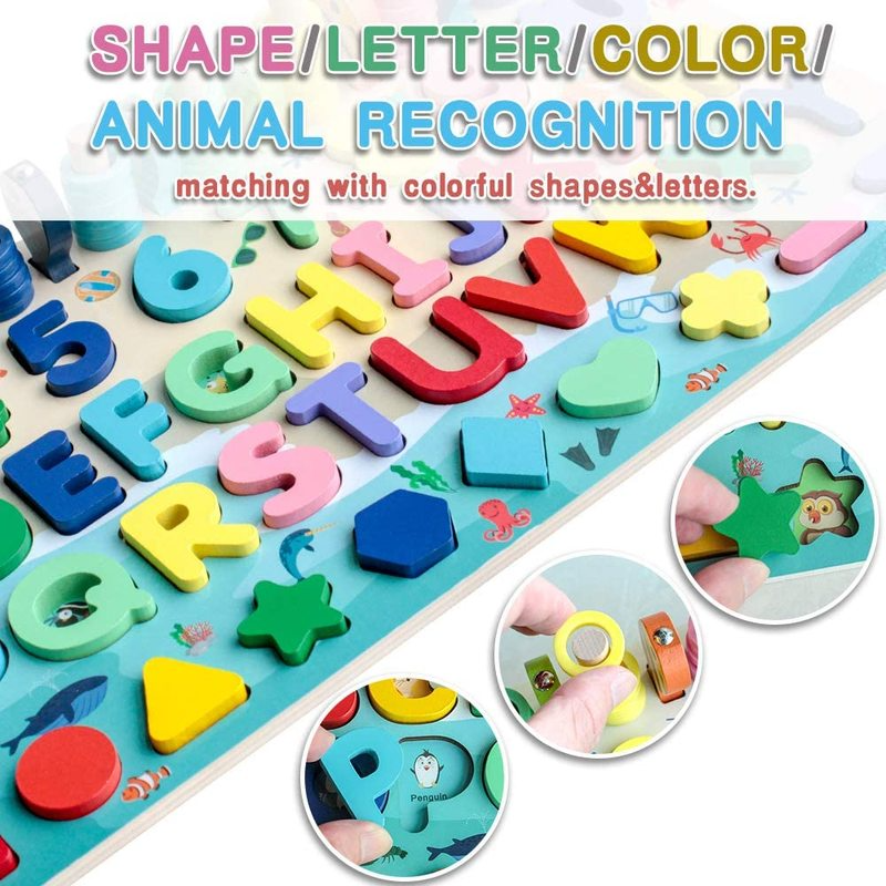 Puzzle in legno forma Sorter Board conteggio anelli impilabili pesca magnetica educazione precoce giocattoli di apprendimento per bambini di 3-6 anni