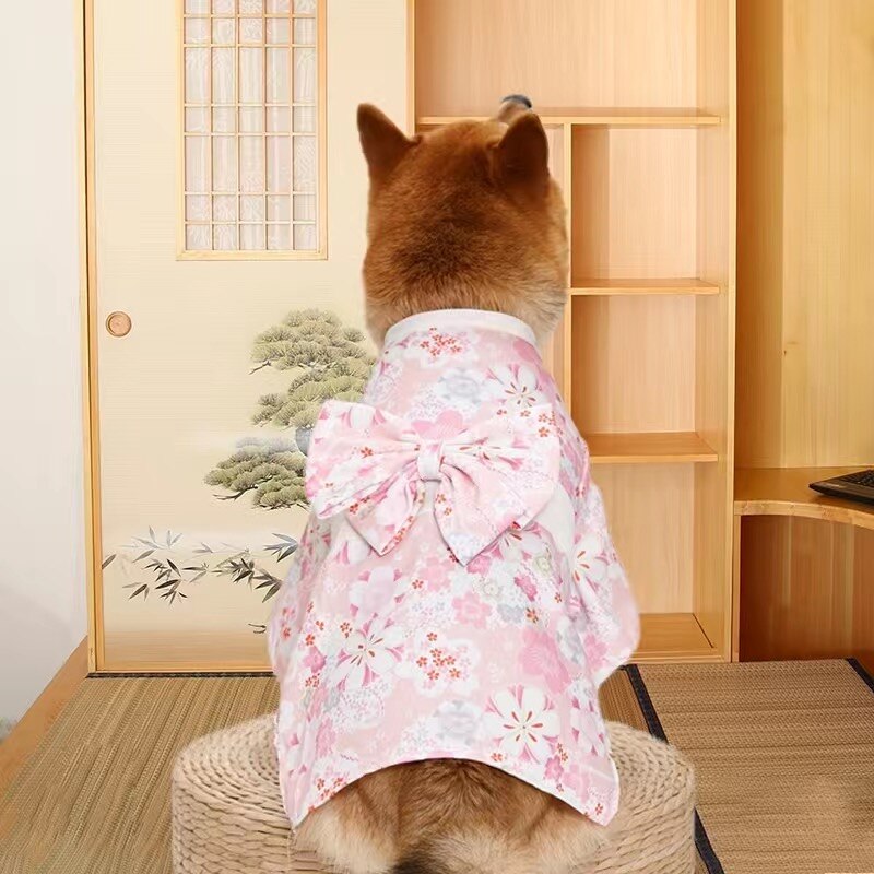 Festival formel chien de compagnie Costume National pour petits chiens moyens Style japonais chiot chat vêtements bouledogue français Shiba Inu Kimono: XXXL / Rose