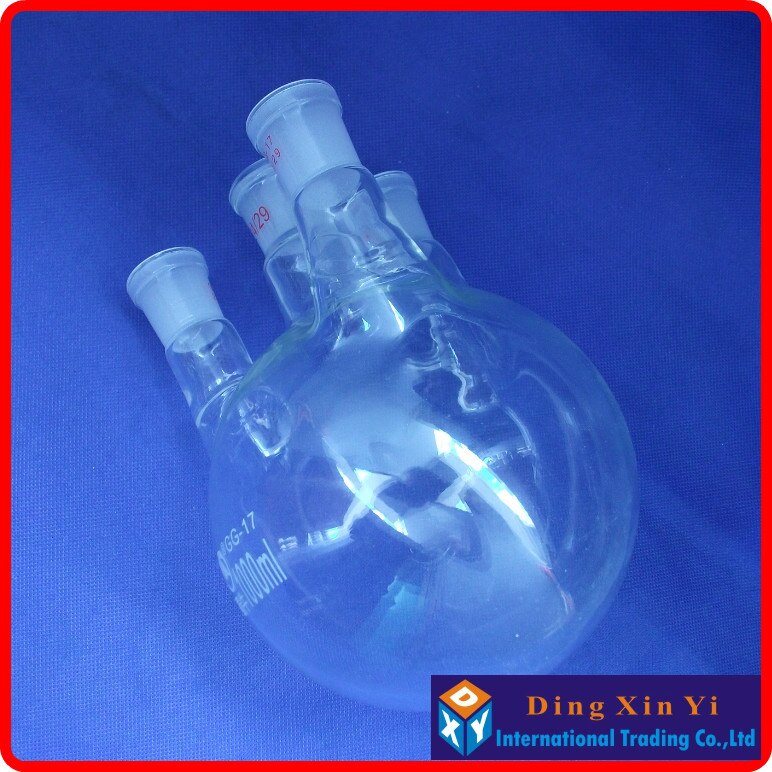 1000Ml 24/29 Vier Necks Ronde-Kolf, Kolf Ronde Bodem Met Vier Halzen, korte Hals Standaard Grond Mond