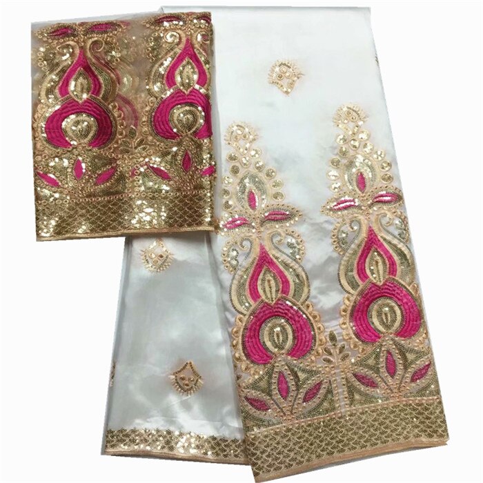 Wrapper George fabric nigerian lace fabrics silk fabric royal blue George Lace Fabric With Sequin tule lace