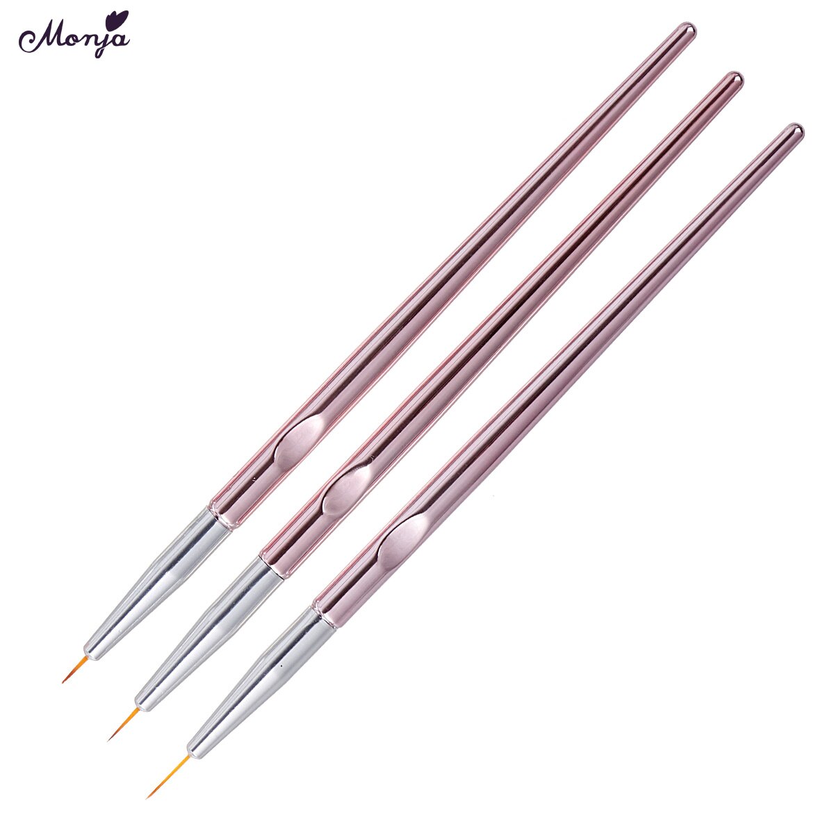 Monja 3 Stks/set Nail Art Meerdere Stijlen Handvat Schilderij Borstel Kit Franse Streep Line Liner Patroon Diy Tekening Pen Manicure tool