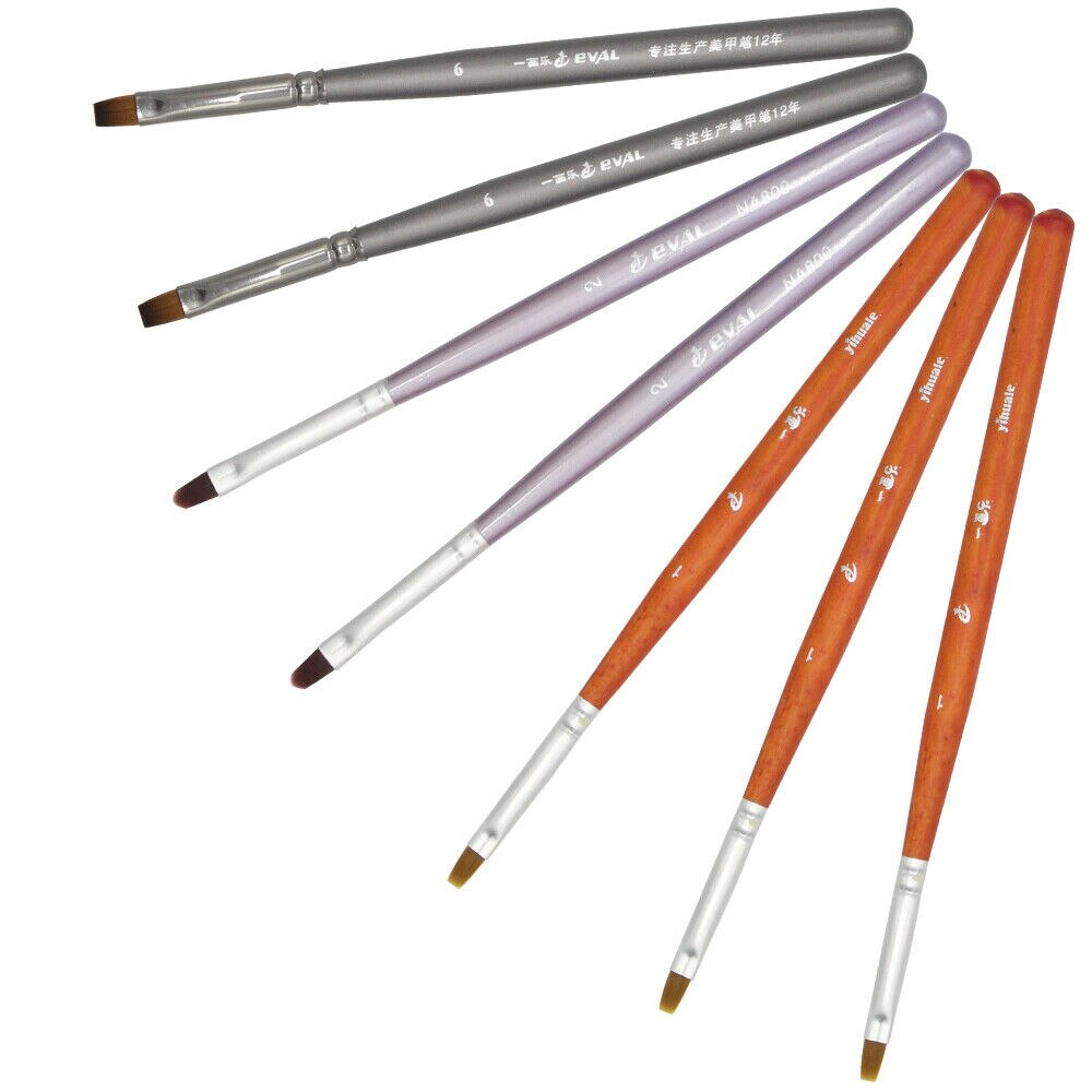 Eval 3PCS Nail Art UV Gel Acrylic Brush Painting Brushes Nail Beauty Tool Round Flat wooden size #6 2# 1#
