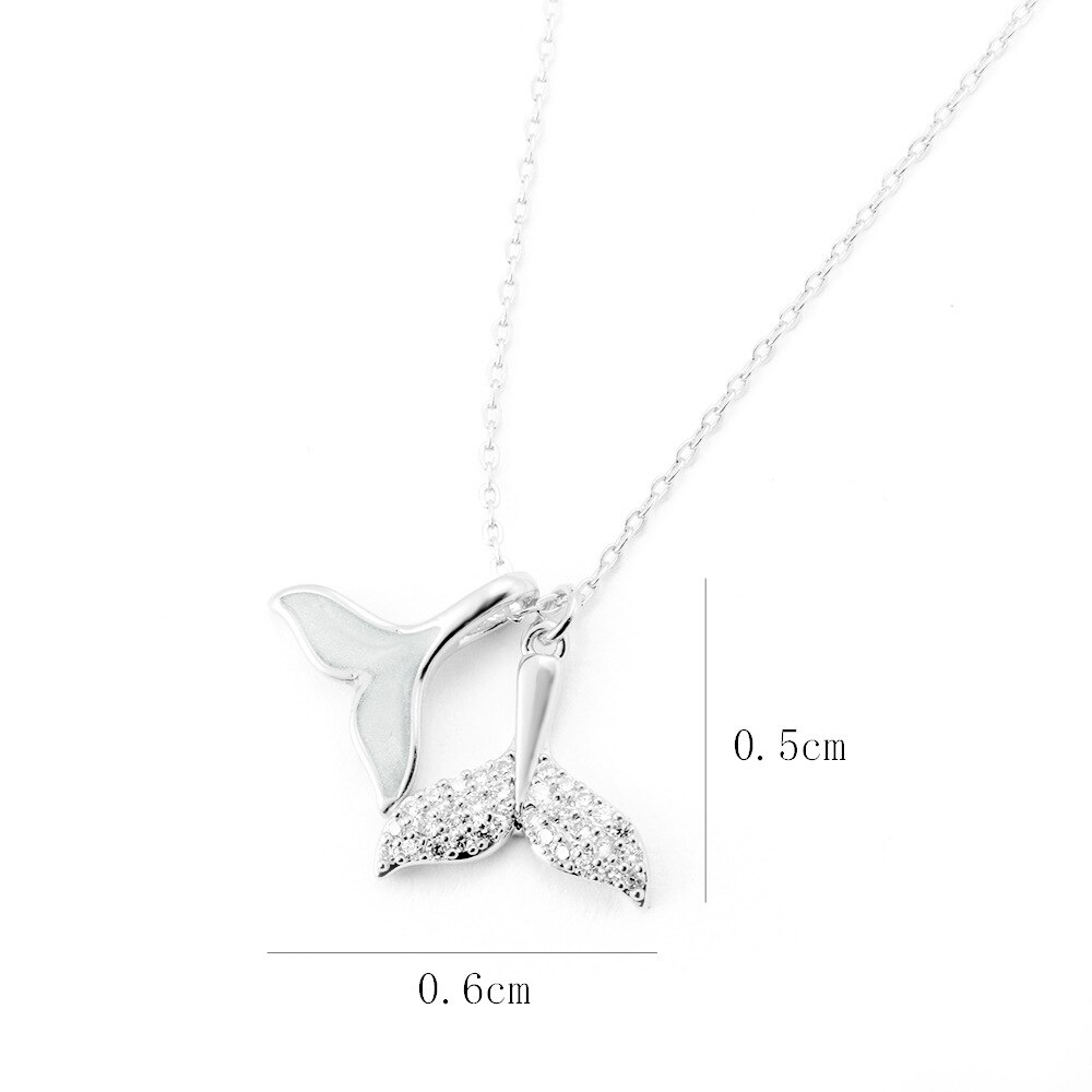 Trendy cubic zirconia krystal dobbelt fishtail halskæde guld vedhæng halskæde til kvinder koreanske smykker