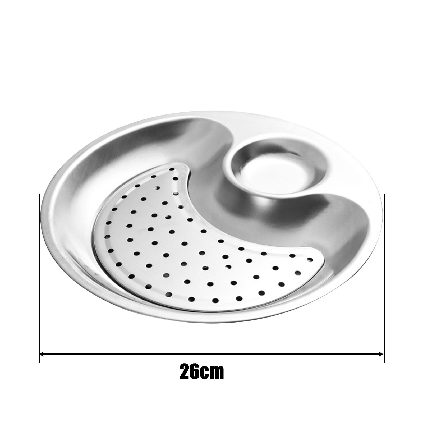 Runde Doppel-schicht Edelstahl Knödel Gericht Platte Schüssel Ablauf Fach Haushalt Knödel Brötchen Dampfenden Schale Küche Utensilien: 26cm