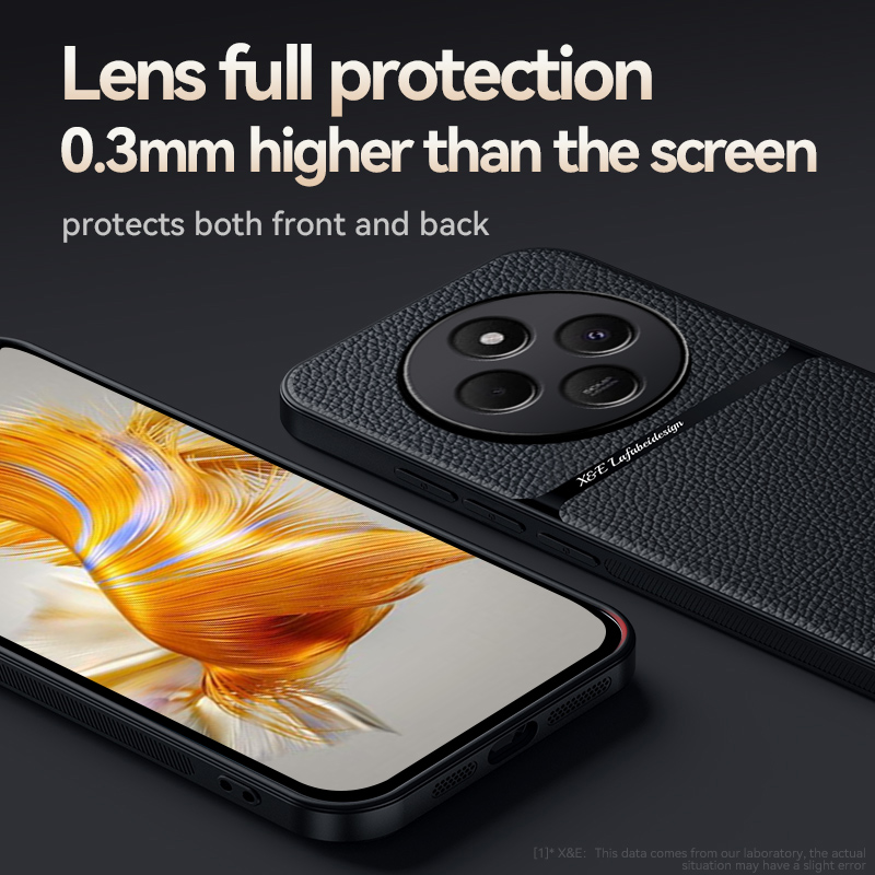 Luksuriøst magnetisk skinndeksel i ensfarget farge til redmi 14 14c støtsikkert bakdeksel