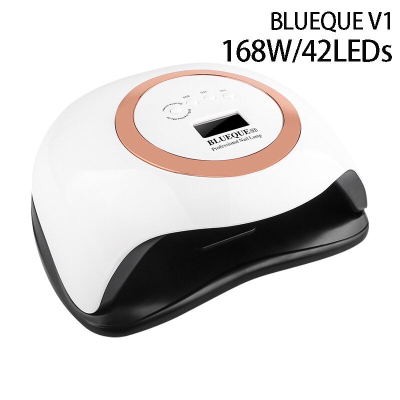 BLUEQUE-lámpara UV de secado rápido para uñas, herramienta de salón de manicura con sensor inteligente de movimiento, 42LED, 168W, V1,: Golden V1 / US