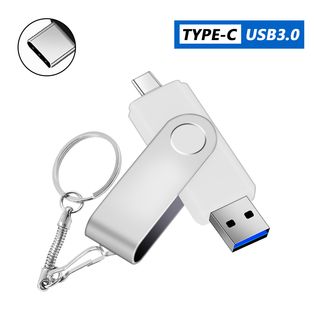 TYPE C USB 3.0 Flash Drive Metal Pen Drive128GB64GB 32GB16GB 8GB Memory Stick 2IN1 High Speed Pendrive U Disk External Storage: green / 16 GB