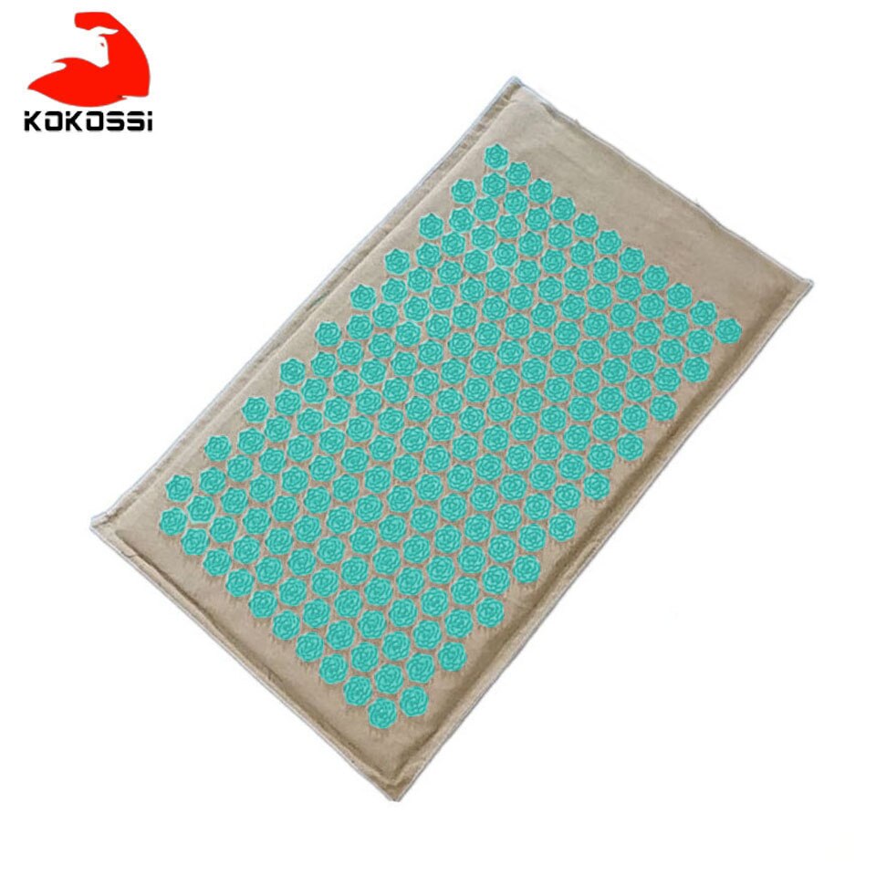 KoKossi-colchoneta de acupuntura de lino orgánico Natural, cojín de masaje con puntas de loto, esterilla de Yoga para alivio del dolor y espalda/cuello: Blue Mat