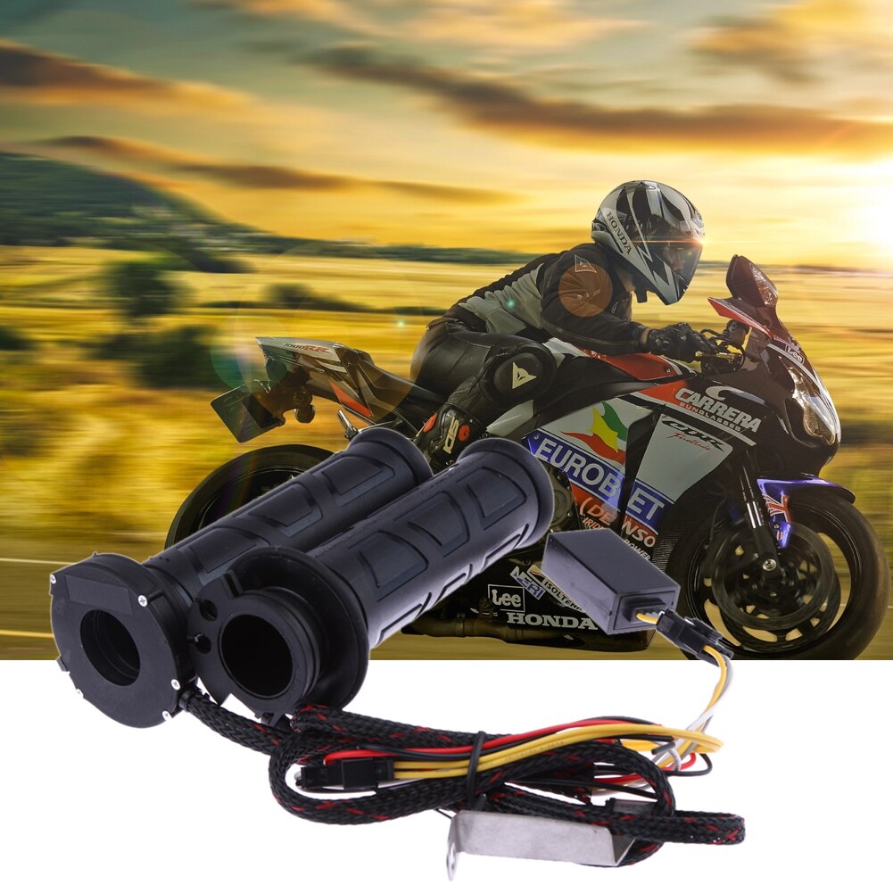Universele Motorcycle Verwarmde Grips Elektrische Handvat Thermostaat Zwart Handvat Sets Voor 12V Motorfiets
