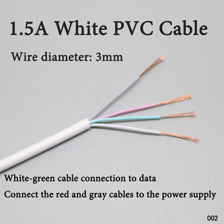 20 metros de cable de 4 hilos blanco negro cable de datos cable USB cable de USB Micro de tipo C macho de cable de datos cable de alimentación para teléfono carga de tablet c: White 3mm-PVC