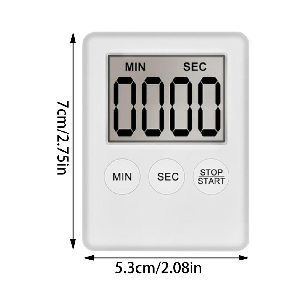 Temporizador de cocina con pantalla Digital LCD súper fino, reloj cuadrado con alarma de cuenta atrás para cocina, cronómetro para dormir, temporizador,: BLANCO