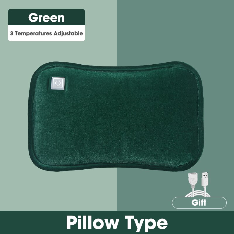 Niye Hand Warmer USB Electric Heated Pad Portable Graphene Heat Pillow Warmer Heater Handwarmers Therapy Pain Relief For Winter: Pillow Green Pro