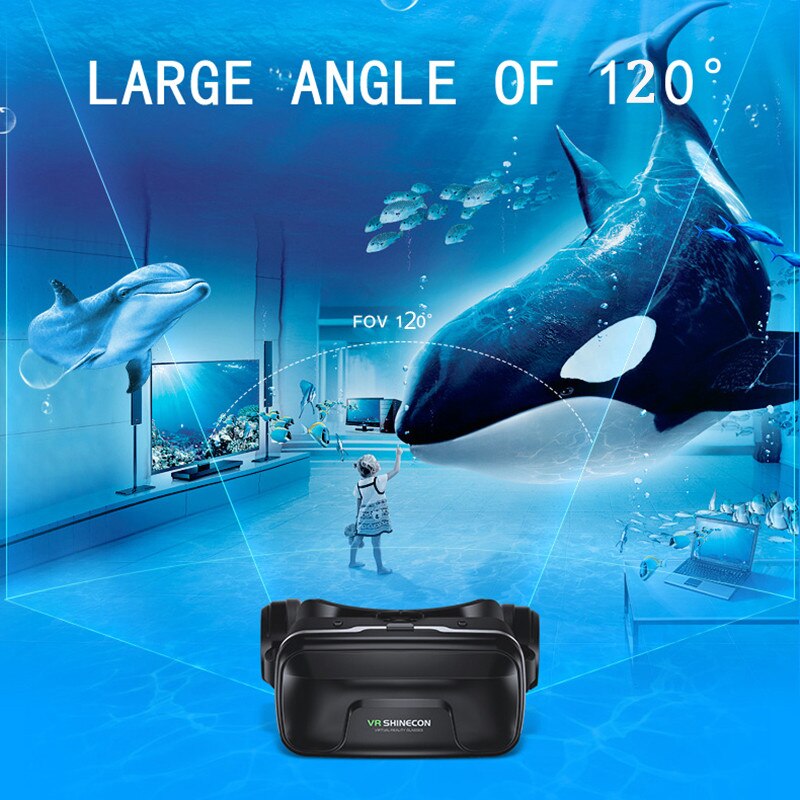 Virtual Reality 3D Glasses with VR Headset 360° Immersive VR Glasses for Android IOS Smartphone with Game Controller Headphone