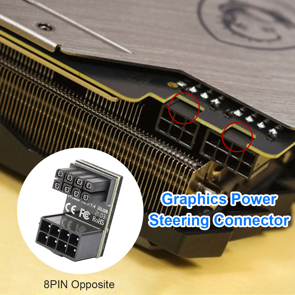 Atx 8 Pin 6pin Naar 90/180 Graden Stekker Adapter Moederbord Voedingskabel Connector Diy Gpu Adapter: Rose Gold