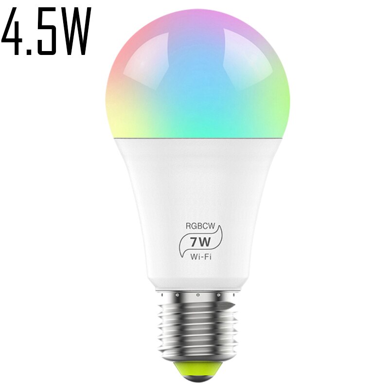 Ampoule intelligente de lumière LED de WIFI RGBW 4.5/7W E27 couleur intelligente de lampe de Bluetooth de maison Compatible avec la maison d'alexa Google