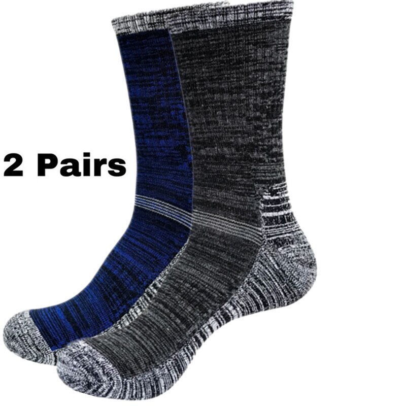 2 Paare Socken Nahtlose Thermische Verdicken draussen Sport Socken Fahrrad Schuhe Wolle Haufen Männer Schlafen Socken Für Männer EU 39-44 Meias: GrayBlack Blau