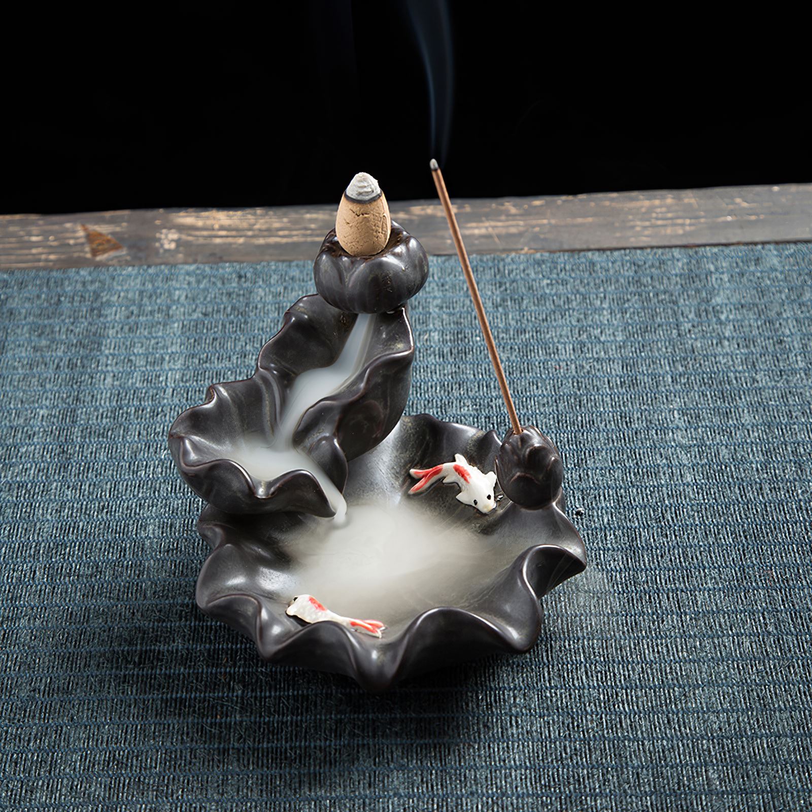 Black Bergamot Backflow Incense Burner Ceramic Incense Holder Small Cone Censer 1pc Incense Base for Home Decor