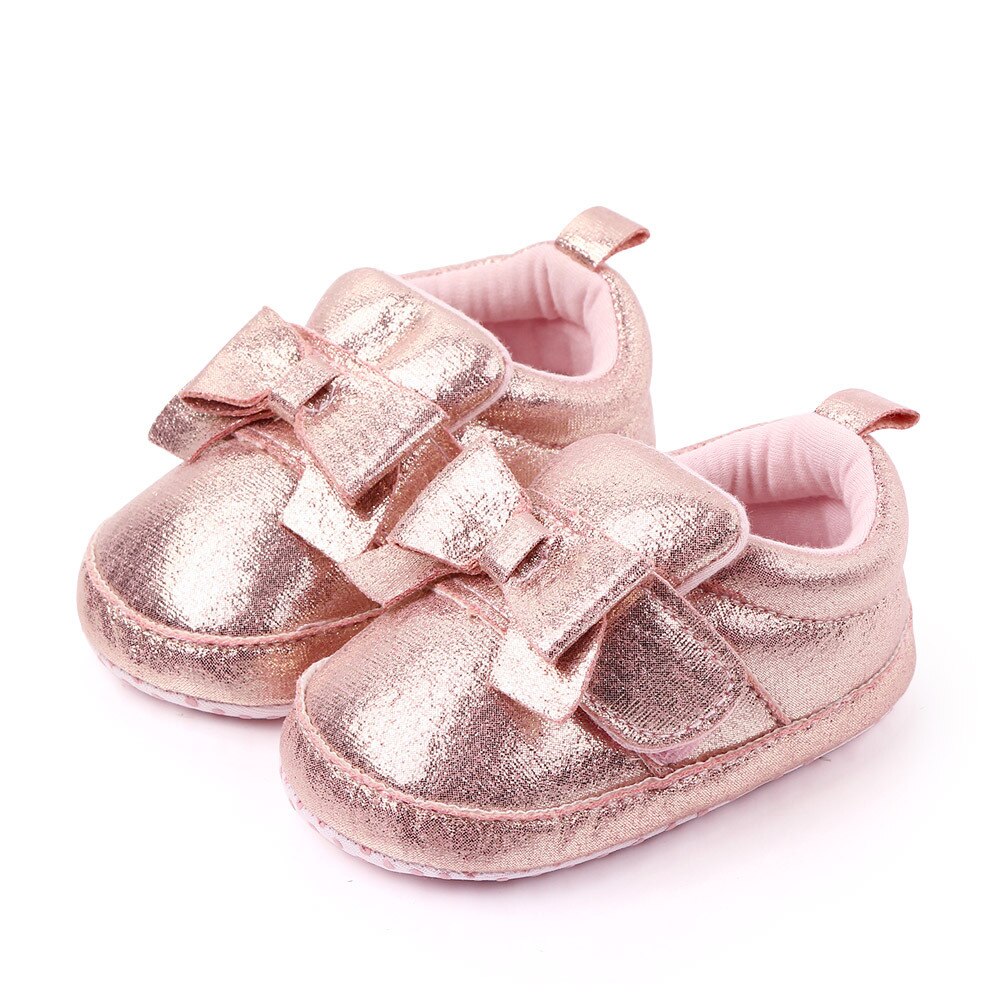 Nyfødte baby piger sko bling bling bowknot prinsesse sko forår afslappet fest småbørn pige fodtøj spædbørn pige sko  d30: Lyserød / 0-6 måneder