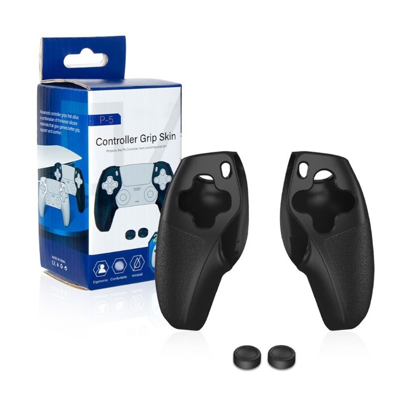 Housse de Protection en Silicone pour poignée sans fil Ps5, couvercle fendu avec capuchon de bouton p5