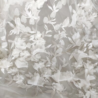 Three-dimensional Colorful Chiffon Flower Mesh Embroidery Fabric For Skirt Wedding Dress Fabric: 02