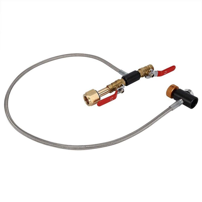 G1/2 co2 sylinder påfyllingsadapter, rustfritt stål flaskekoblingssett tank soda maker tilbehør (24 tommer med måler)