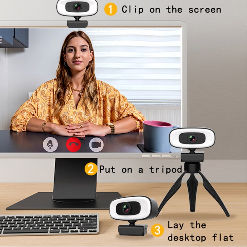 Sailvde Computer Kamera Usb Schönheit 2K Autofokus Live Füllen Licht Netzwerk hoch-Definition-Kamera 1080p Webcam mit Mikrofon