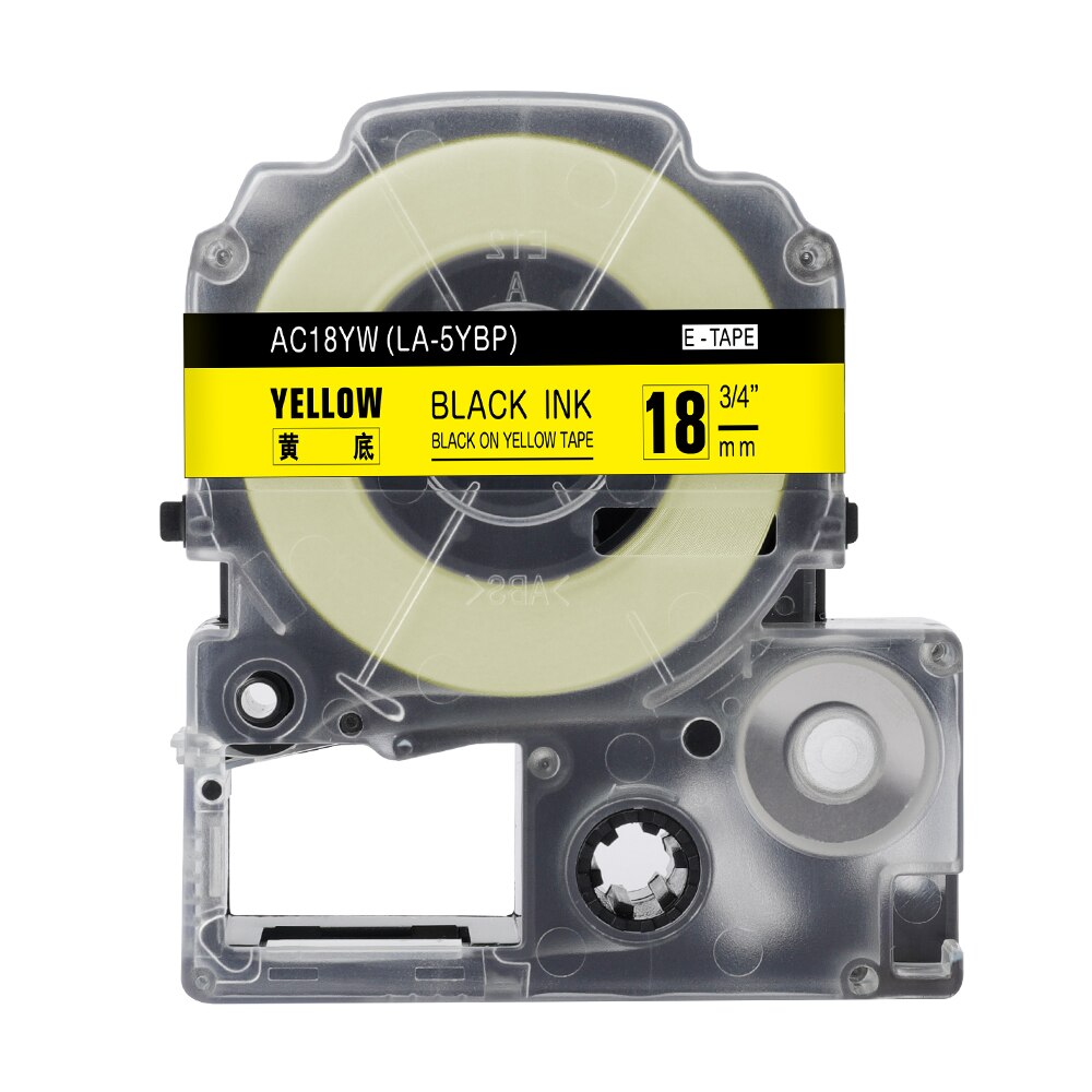 Fimax 1 pakke  ss18kw st18kw lc -5 tbn lc -5 wbn 18mm kompatibel til epson / king jim label maker cartridge label manager til lw -300: Sort på gul
