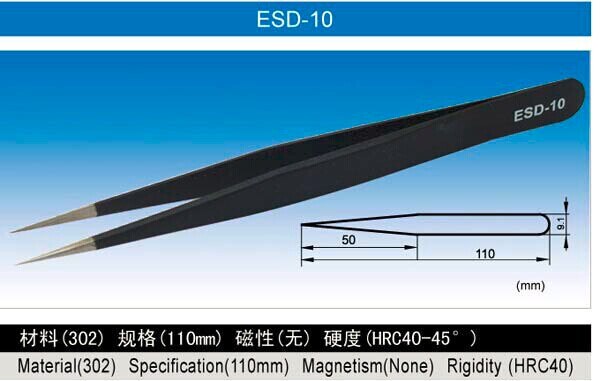 Esd Antistatische Pincet, Plastic En Roestvrij Staal Pincet Esd Reparatie Tools, Esd Presicion Pincet