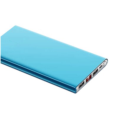 Portable Ultra-thin Polymer 20000mAh Power Bank Poverbank Dual USB Ports External Battery Charger for Mobile Phones Tablets: Blue