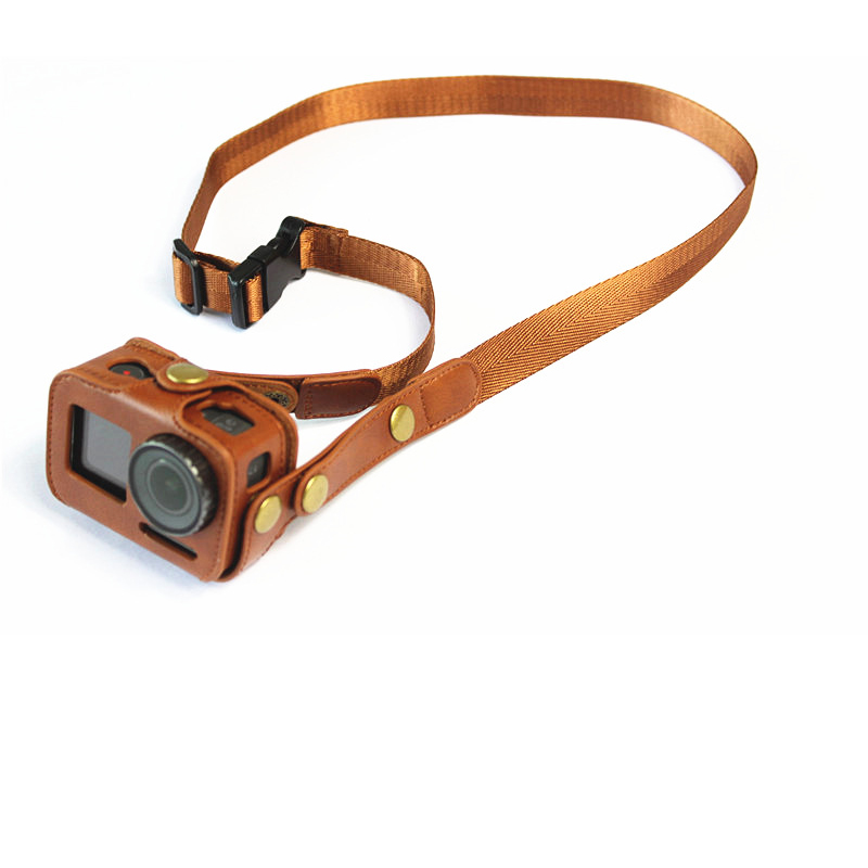 Osmo PU Leather Frame Case - Protective Cover Shell - Anti-Scratch Storage Bag for DJI Osmo Action Camera: Brown