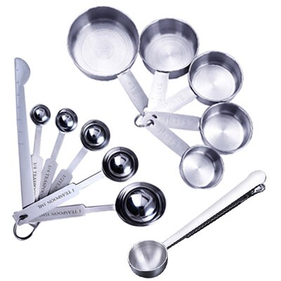 Maatbekers Stapelbaar Keuken Maatlepel Set Rvs Eetlepels Thuis Maatbekers En Lepels Set: 12pcs measuring cup