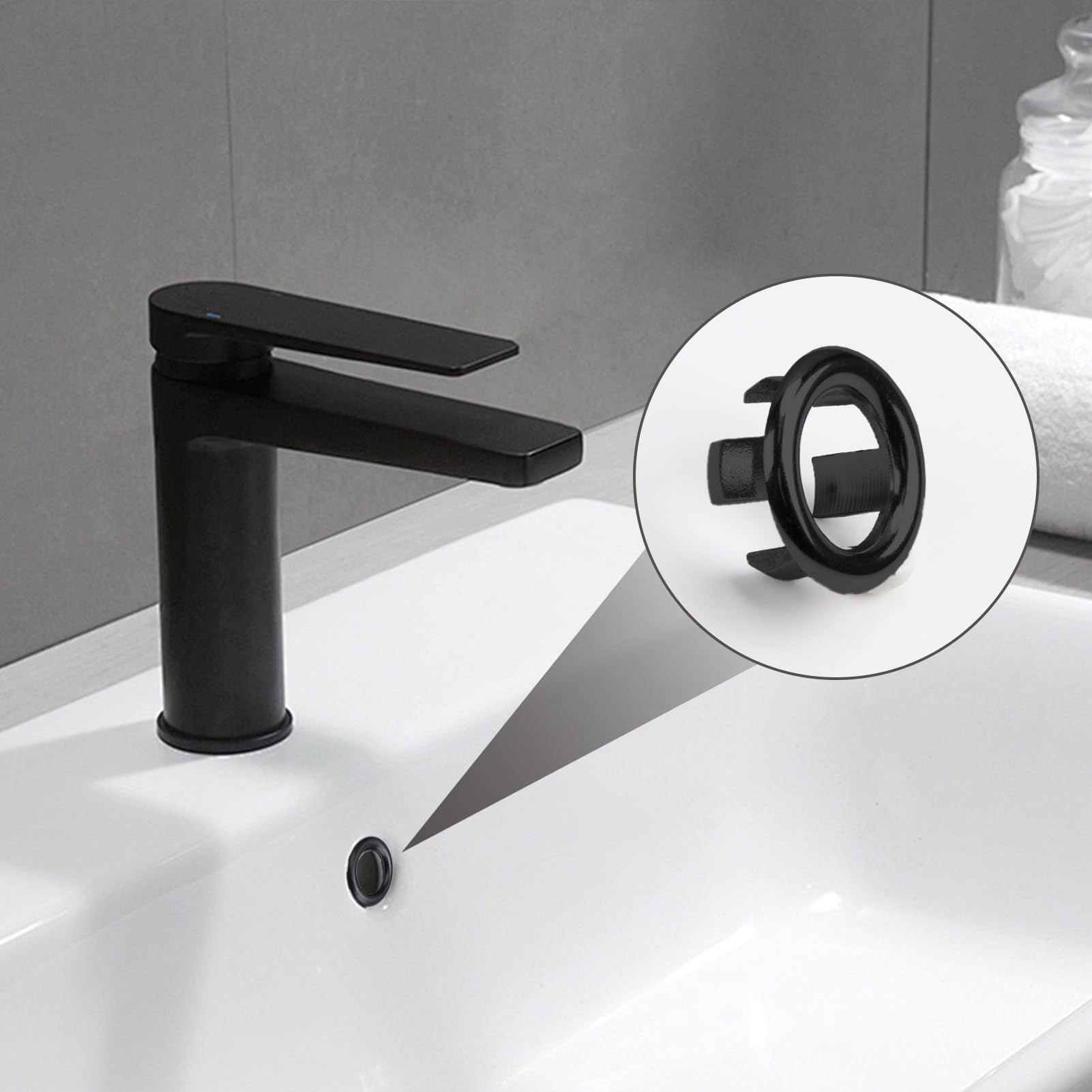 1/20pcs Plastic Bathroom Kitchen Basin Sink Overflow Cover Ring Insert Replacement Chrome Hole Round Drain Caps Basin Plug