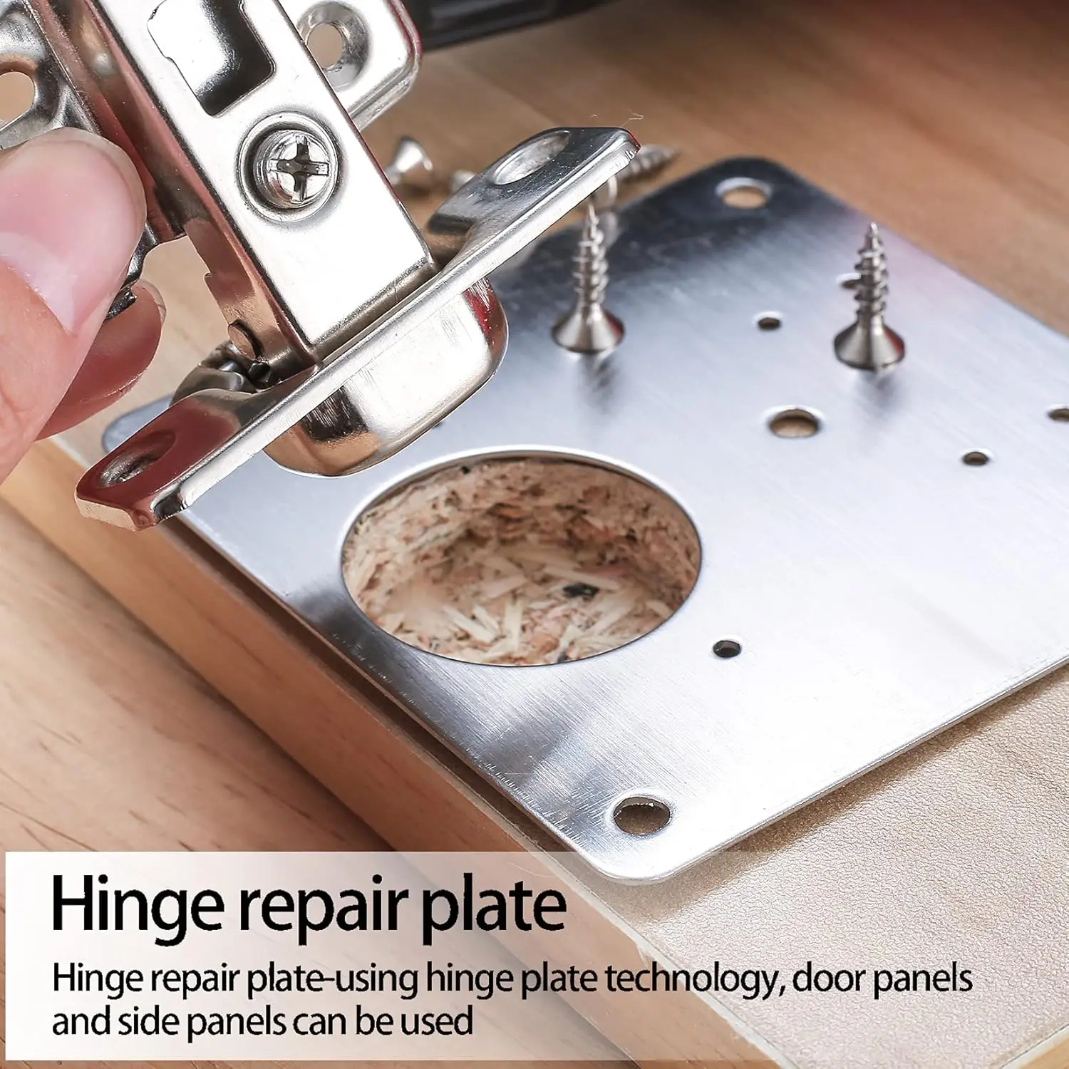1/8Set Hinge Repair Plates Stainless Steel Cabinet Door Hinge Mounting Plate with Screws Flat Fixing Brackets Kitchen Hardware