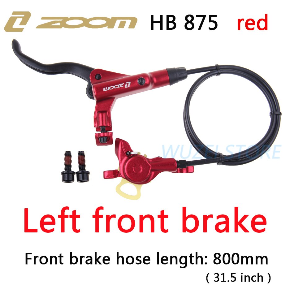 ZOOM-freno de HB-875 para bicicleta de montaña, frenos hidráulicos de 800/1400mm, juego de frenos de disco a presión de aceite para bicicleta de montaña, piezas para bicicleta delantera y trasera: Left front red