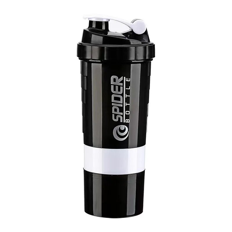 3 Layers Shaker Protein Bottle Powder Shake Cup Water Bottle Plastic Mixing Cup Body Building Exercise Bottle: MULTI