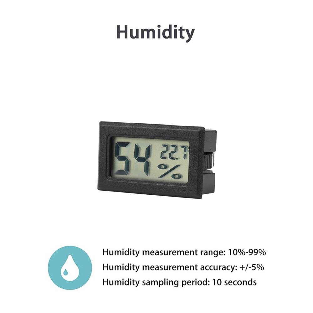 Mini Black Digital LCD Temperature Humidity Indoor Room Humidity Meter Thermometer Hygrometer Temperature Sensor Humidity