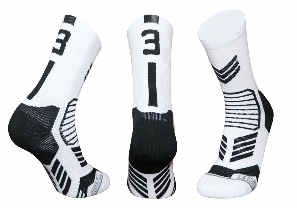 Freies kollokation 0-9 anzahl Basketball Socken Dicke Sport Radfahren Socken Nicht-rutsch Langlebig Skateboard Handtuch Boden Socken: 3 white 1pcs