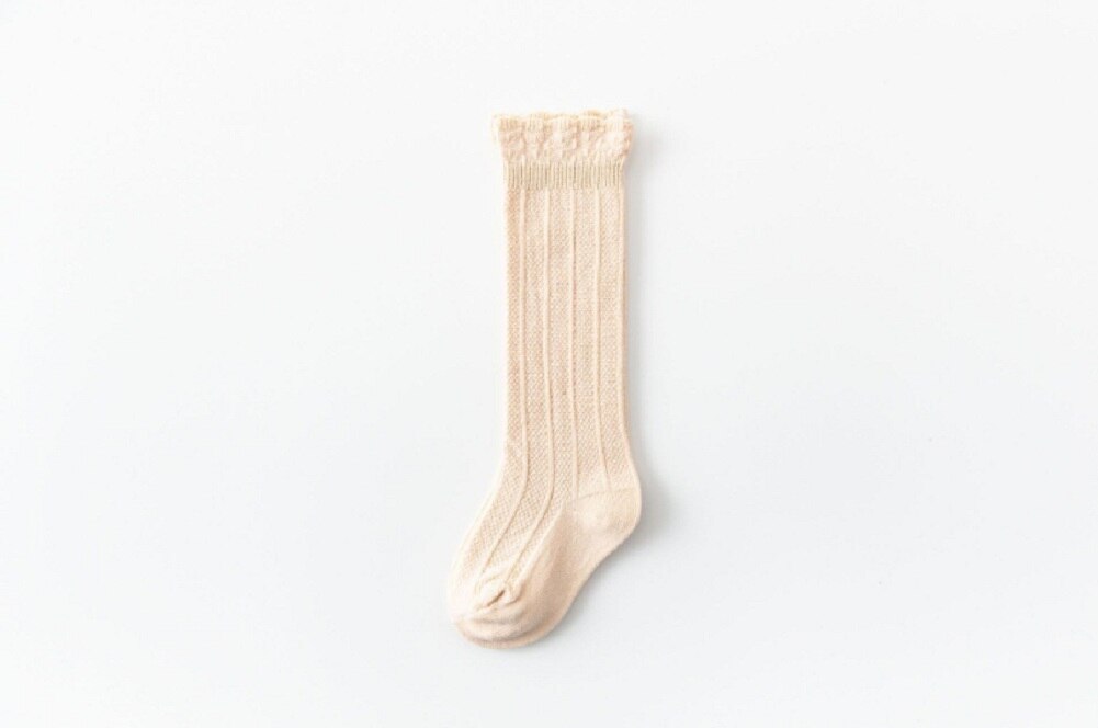 Baby Solid Baby Knie Hoge Kousen Baby Jongens Meisjes Katoen Warm Houden Lange Kousen Plain Kids Zachte Stijl Been warmer: Beige / M