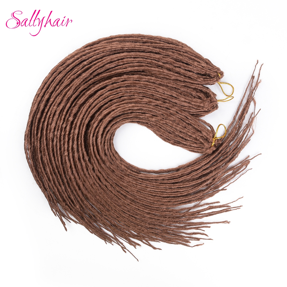 Sallyhair-extensiones de pelo largo para hombre y mujer, trenzas de ganchillo sintéticas, blancas y negras, 20 pulgadas, 12 hebras, hechas a mano
