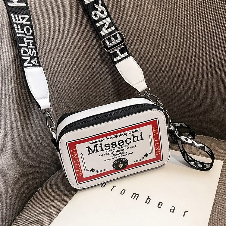 Donne mini Scatola di Sacchetto di Spalla di proprietà Petto Borsa con Tracolla per le donne 2020 Cinghia di Spalla larga Sacchetto Della Macchina Fotografica 2 strato di Stampa Borse: bianca