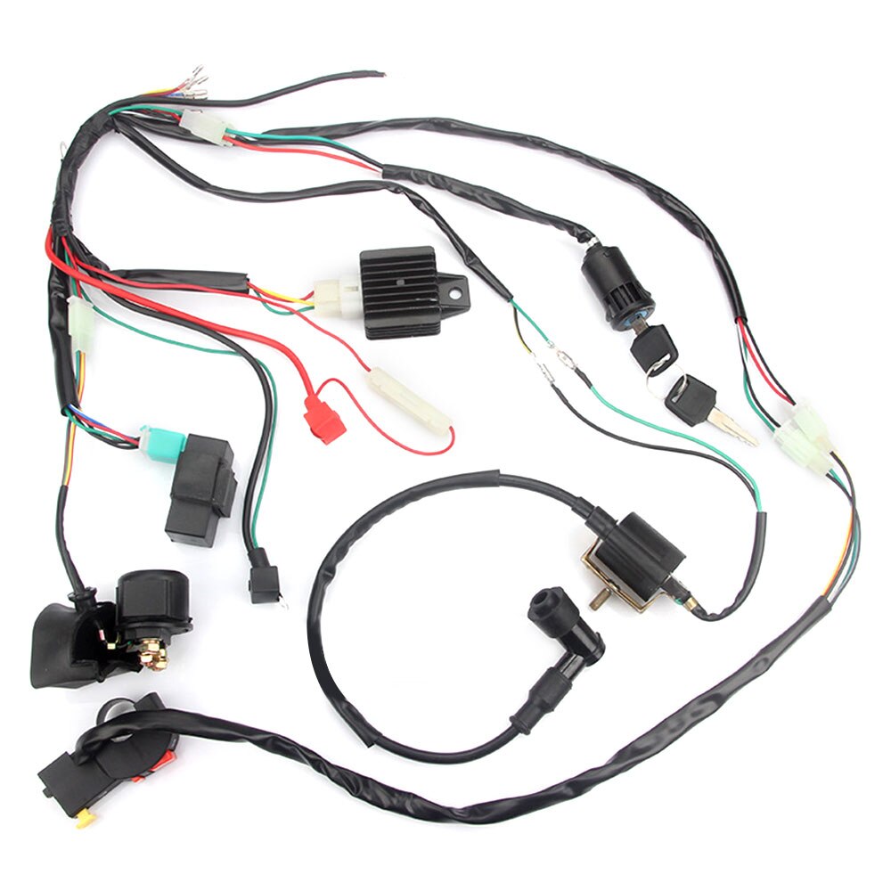 Upgraded Motorbike CDI Wiring Harness Loom Solenoid Ignition Coil Rectifier for 50 70 90 110CC PIT Quad Dirt Bike ATV Accessorie