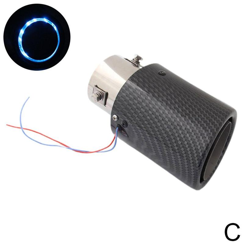 2022 Auto Accessoires Carbon Fiber Kleur Auto Uitlaat Tip 63-65Mm Licht Licht Met Rood/Blauw Rood/Blauw Pijp Led Uitlaat M4Z5: C