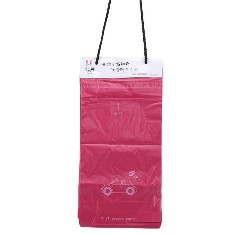 Indsæt hængende bil affaldspose 50 stk engangs selvklæbende nedbrydeligt affaldspose kontor køkken skraldepose: Rød