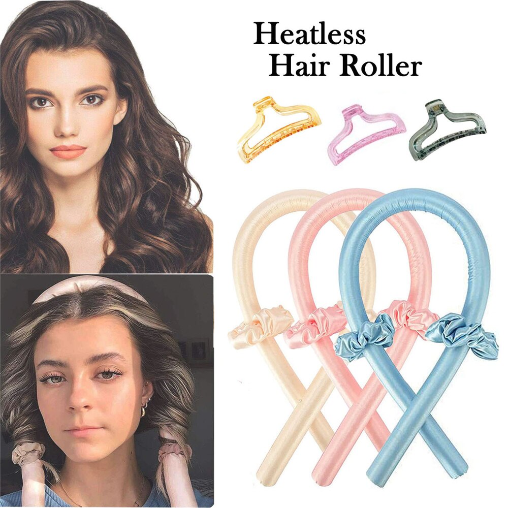Bigoudis avec ruban pour cheveux doux, sans chaleur, serre-tête, outil de coiffure