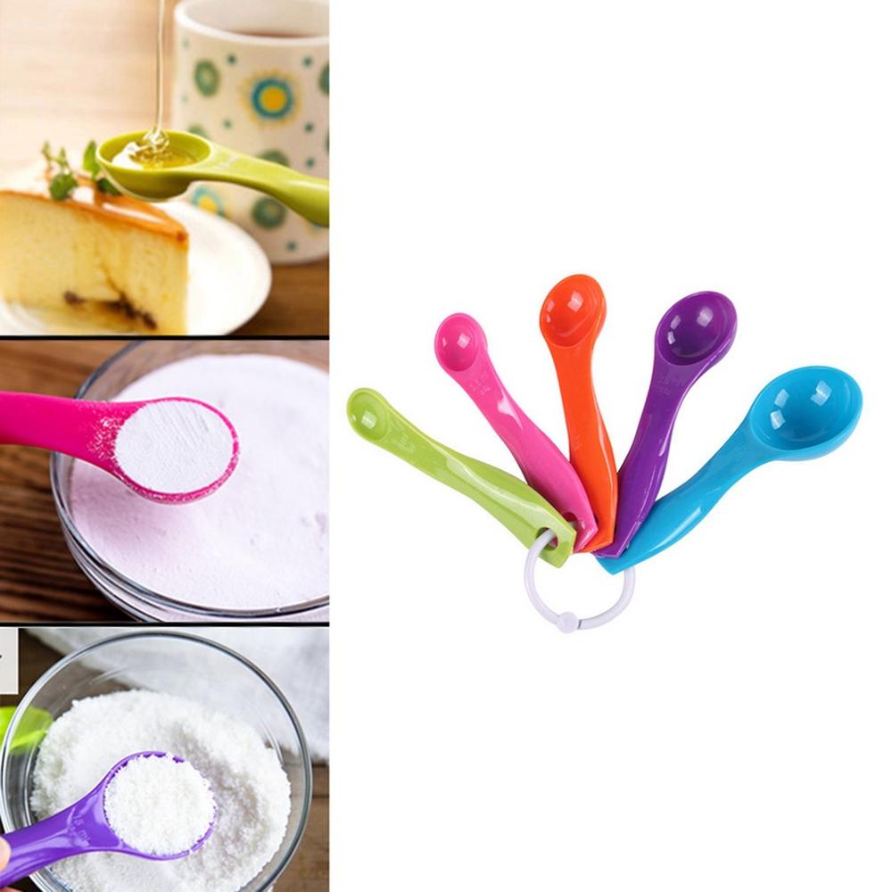 Bunte Messlöffel-Set Aus Kunststoff – 5 Stück In Verschiedenen Größen Für Küche & Backen, Mit Aufhänger