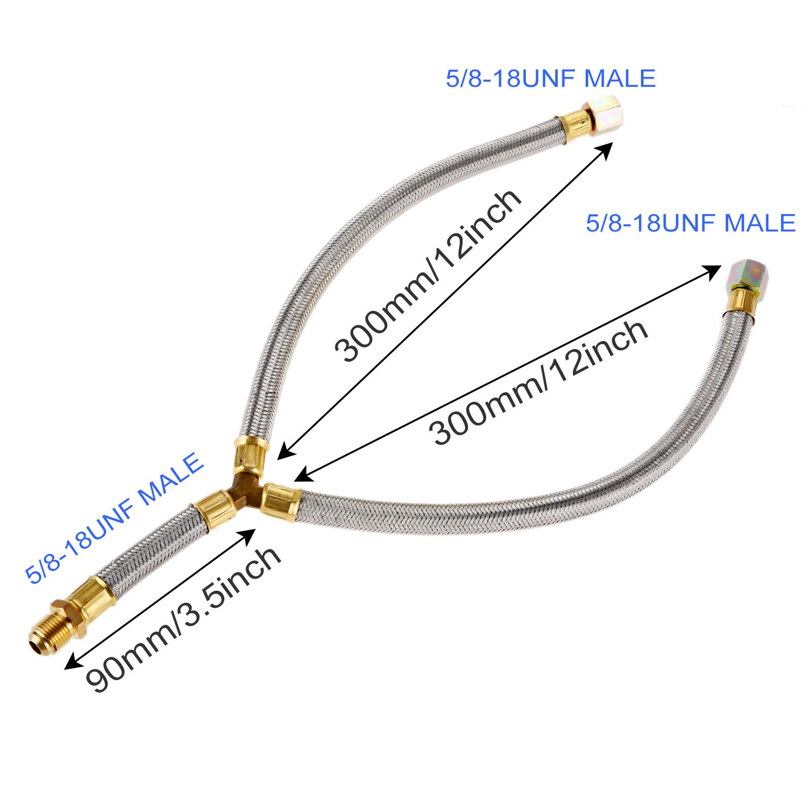 Propan Grill Y-Splitter Verlängerung Adapter Geflochtene Schlauch Länge 15 mit 3/8 aufflackern Verbindung