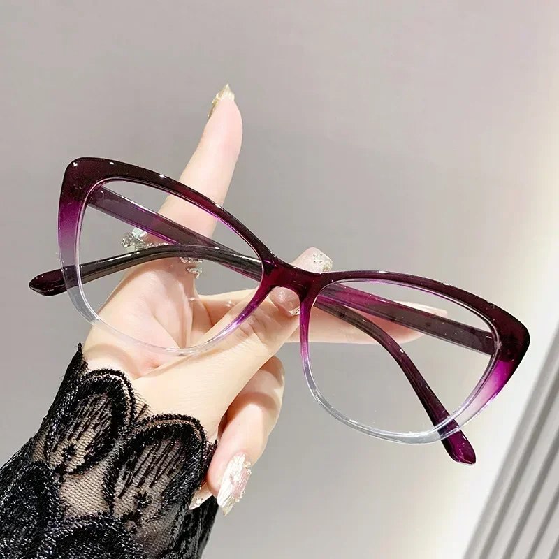Katze Auge Presbyopie-Brille für Damen und Herren, ultraleichte Fernsichtbrille, modische verschreibungspflichtige Lesebrille, Dioptrien 1,0 bis +4: Weiß / +400