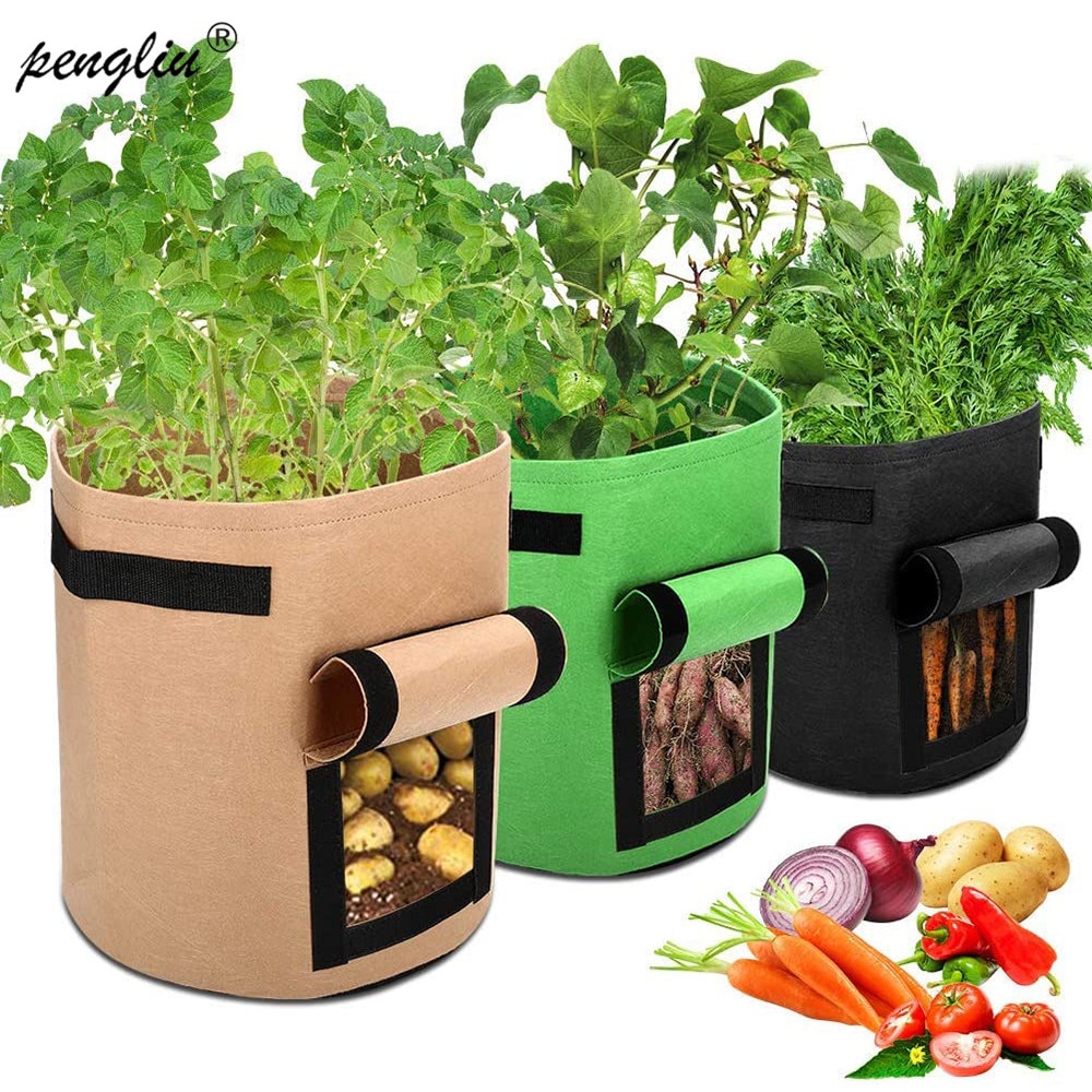 4 7 10 Gallon Garden Plant Grow Bags gardening biodegradable Nonwoven Cloth Pot Gardening Bag Vegetable,Potato Planting Grow Bag
