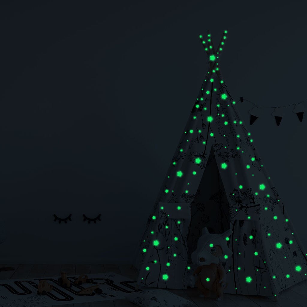 Pegatina de pared de plástico fluorescente para decoración del hogar, papel tapiz decorativo de estrellas 3D que brillan en la oscuridad, especial para Festivel QE