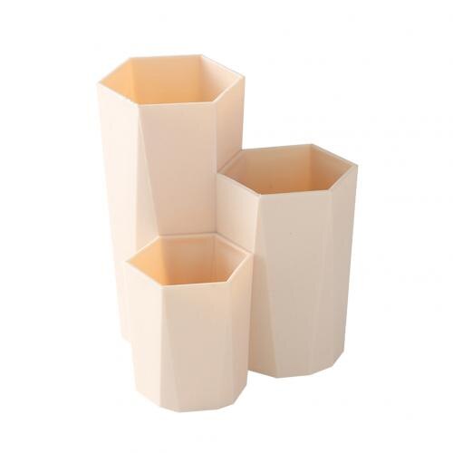 Caja de almacenamiento de cosméticos de escritorio de plástico pinceles para lápiz labial soporte organizador cajas de esmalte de uñas joyería estante de exhibición Kits de herramientas de maquillaje: Khaki